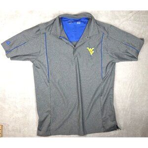 West Virginia Mountaineers Polo Shirt Men L Yellow WVU Gray Blue Desert Dry